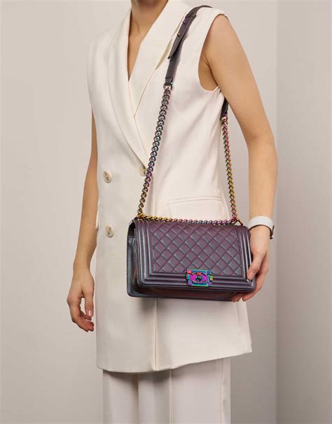 chanel purple boy bag|large chanel shoulder bag.